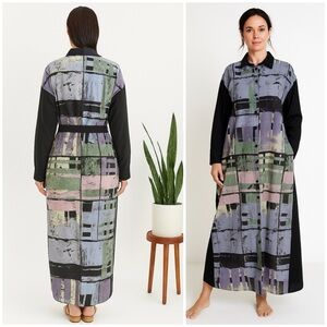NWT Vintage Marimekko Graphic Pastels Shirt Dress​​​​​​